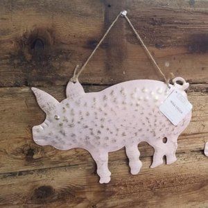 Pink Tin Pig Wall/Shelf Decor.